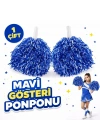 1 Çift ( 2 Adet ) Mavi Renk 23 Nisan 19 Mayıs 29 Ekim Okul Gösteri Ponponları Ekstra Dolgun