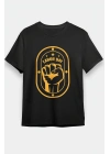 1 Mayıs Labor Day Emekçi Temalı Baskılı Oversize Bisiklet Yaka T-shirt - Siyah