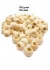 100 Gr (100 Adet) Ahşap Boncuk 15 mm çap x 10 mm Delik Doğal Yuvarlak Ahşap Makrome El İşi Çanta