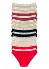 12 Adet Pamuklu Esnek Kadın Slip Bikini Külot Geniş Lastikli Baskılı