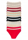 12 Adet Pamuklu Esnek Kadın Slip Bikini Külot Geniş Lastikli Baskılı