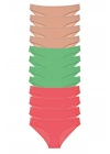 12 adet Süper Eko Set Likralı Kadın Slip Külot Ten Yeşil Fuşya