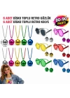 12 Parça 80-90 Retro Parti Seti Disco Toplu Gözlük ve Kolye