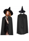 120 Cm Siyah Yakalı Pelerin Ve Siyah Cadı Şapkası Kostüm Seti