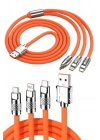 120W 3 İn 1 Uyumlu Silikon Şarj Kablosu Hızlı Şarj Kablosu