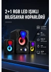 2+1 RGB LED Işıklı Güçlü Bas Sistemli Bilgisayar Hoparlörü