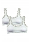 2 Adet Dantel Nakış İşlemeli Pedli Bambu Kadın Büstiyer Beyaz