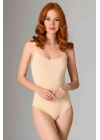 2 Adet İp Askılı Kadın Çıtçıtlı Body Beyaz ve Ten