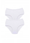 2 Adet Tutku Kadın Yüksek Bel Bato Kalın Lastik Külot Beyaz