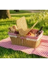 ®  2 Kapaklı Dikdörtgen Plastik Rattan Piknik Sepeti – Doğal Hasır Görünümlü Çok Amaçlı Piknik, Plaj ve Bahçe Sepeti