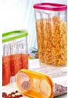 ®  2 Kapaklı Ölçekli Erzak Kuru Gıda Saklama Kutusu Kabı 2,4 Litre-SA940