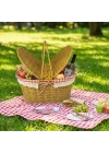 ®  2 Kapaklı Oval Plastik Rattan Piknik Sepeti – Doğal Hasır Görünümlü Çok Amaçlı Piknik, Plaj ve Bahçe Sepeti