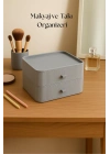2 Katlı Çekmeceli Makyaj Organizeri & Çok Amaçlı Düzenleyici Gri