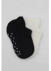 2Li Sneakers Kaymaz Basic Penye Çorap 20103 Siyah Ekru