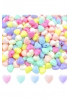 20 gr (100 adet) Şeker Rengi Akrilik Kalp Boncuklar Renkli Karışık Plastik Pastel Boncuklar Ara Boncuk Kalp Şekilli Kolye Bilezik için