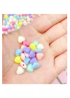 20 gr (100 adet) Şeker Rengi Akrilik Kalp Boncuklar Renkli Karışık Plastik Pastel Boncuklar Ara Boncuk Kalp Şekilli Kolye Bilezik için
