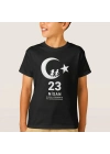 23 Nisan    ramı Baskılı Özel T-shirt - Siyah -