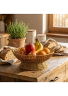 ®  25 cm Plastik Rattan Servis Çanağı – Doğal Hasır Görünümlü Dekoratif Meyve, Ekmek ve Sunum Kasesi