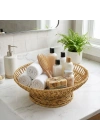 ®  28 cm Plastik Rattan Servis Çanağı – Doğal Hasır Görünümlü Dekoratif Meyve, Ekmek ve Sunum Kasesi