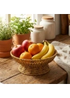 ®  28 cm Plastik Rattan Servis Çanağı – Doğal Hasır Görünümlü Dekoratif Meyve, Ekmek ve Sunum Kasesi