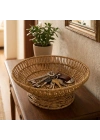 ®  28 cm Plastik Rattan Servis Çanağı – Doğal Hasır Görünümlü Dekoratif Meyve, Ekmek ve Sunum Kasesi