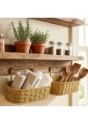 ®  2’li Duvar Askılı Plastik Rattan Organizer – Oval Hasır Görünümlü Mutfak Raf Sepeti, Banyo ve Ev İçi Düzenleme Ünitesi