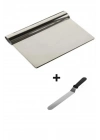 2li Set Hamur Şekillendirici Eğik Pasta Spatulası +metal Hamur Kesici Kazıyıcı Spatula