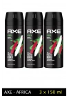 3 Adet Axe Africa Erkek Deodorant Sprey 150 ml