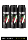 3 Adet Axe Africa Erkek Deodorant Sprey 150 ml
