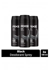 3 Adet Axe Erkek Deodorant & Bodyspray Black 48 Saat Etkileyici Koku Vücut Spreyi 150 ml