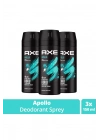 3 Adet Axe Erkek Sprey Deodorant Apollo 48 Saat Etkileyici Koku Vücut Spreyi 150 ml