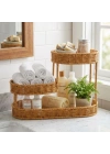 ®  3 Katlı Oval Rattan Organizer Sepet – Plastik Hasır Görünümlü Çok Amaçlı Düzenleyici