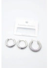 3lü Halka Küpe - Gümüş
