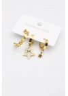 3lü Yıldız Küpe - Altın