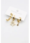 3lü Yıldız Küpe - Altın