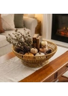 ®  31 cm Plastik Rattan Servis Çanağı – Doğal Hasır Görünümlü Dekoratif Meyve, Ekmek ve Sunum Kasesi