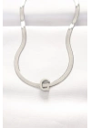 ® 316L Çelik C Harfli Silver Renk İtalyan Zincirli Kolye