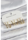 316L Çelik Gold Renk 6lı Set Geometrik Model Kadın Küpe