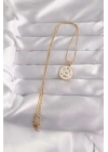 316L Çelik Gold Renk Beyaz Mineli Karışık Figürlü Tarot Kolye