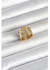 316L Çelik Gold Renk Geometrik Model Kadın Yüzük