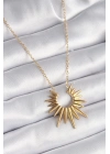 316L Çelik Gold Renk Güneş Model Vintage Kadın Kolye