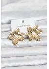 316L Çelik Gold Renk İncili Lotus Model Kadın Küpe