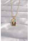 316L Çelik Gold Renk Karışık Mineli El Figür Tarot Kolye