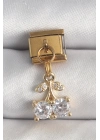 ® 316L Çelik Gold Renk Sallantı Zirkon Taşlı Kiraz Model Nomination Charm