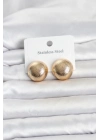 316L Çelik Gold Renk Top Model Kadın Küpe