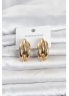 316L Çelik Gold Renk Yarım Halka Model Kadın Küpe