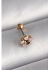 316L Çelik Gold Renk Zirkon Taşlı Çiçek Tragus Piercing