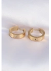 ® 316L Çelik Gold Renk Zirkon Taşlı Model Halka Küpe