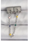 ® 316L Çelik Gümüş Renk 2Li Sallantı Zincir Model Nomination Charm