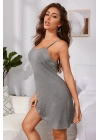 Kadın Gri Ip Askılı Penye Gecelik